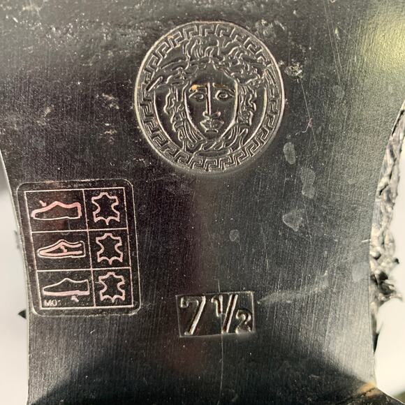 GIANNI VERSACE Size 8 Black Python Leather Side Zipper Ankle Boots - Picture 7 of 9